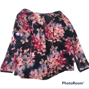 Gap floral print long sleeve blouse top